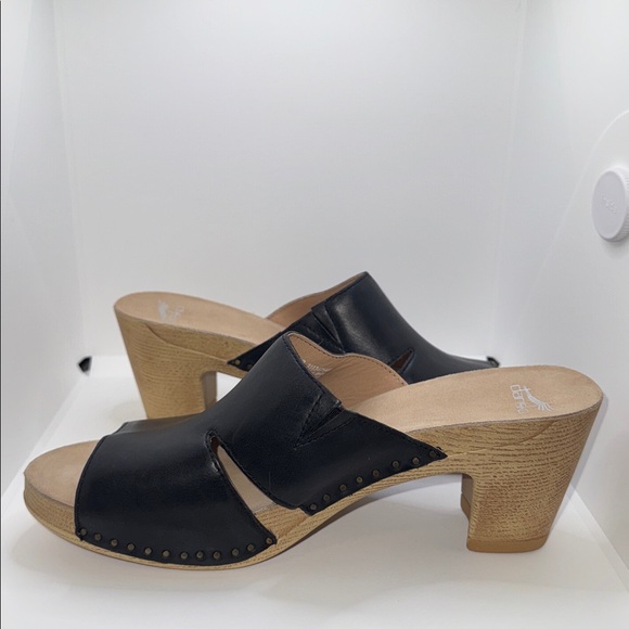 Dansko Tandi Block Heel Sandals Peep Toe Black Leather Women’s EU 42 US 11.5-12 - Picture 7 of 13